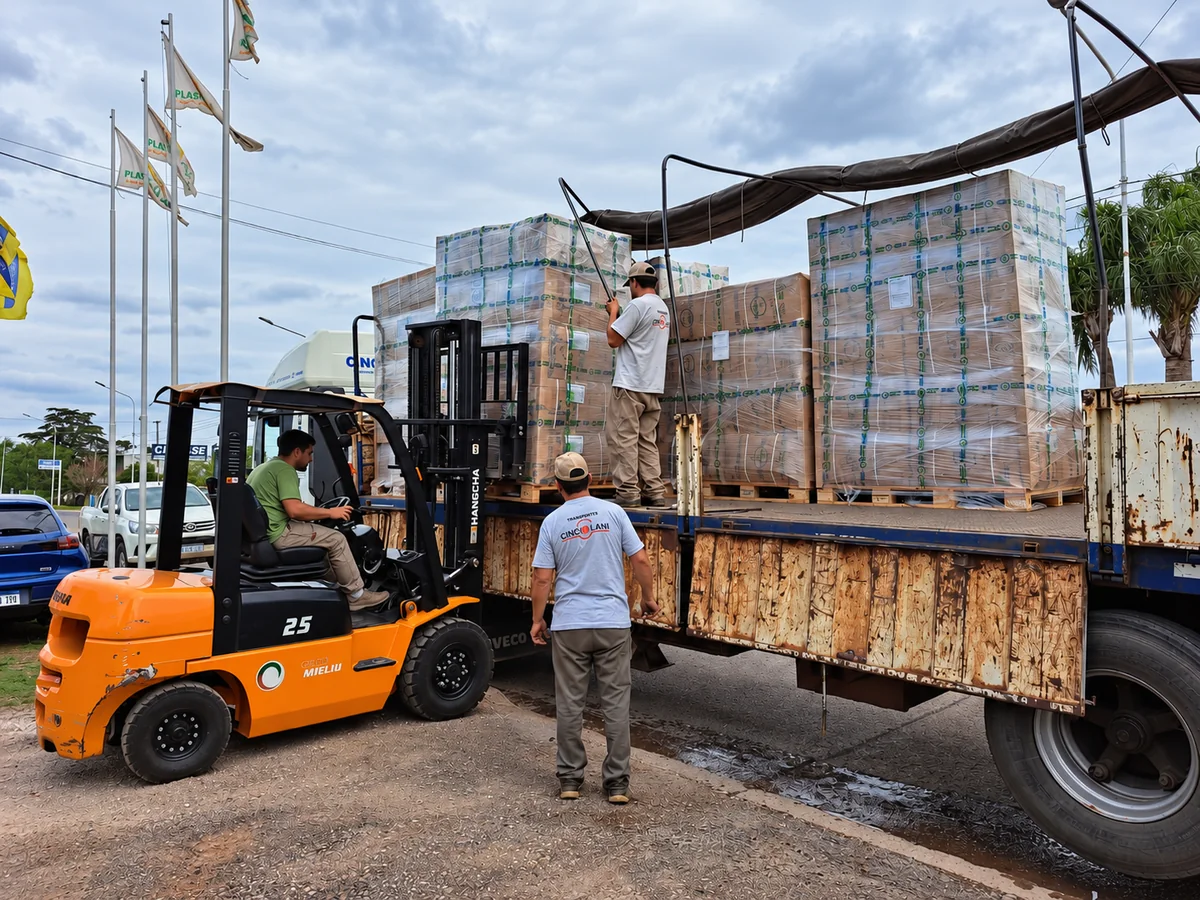 Carga de pallets con autoelevador en un camión